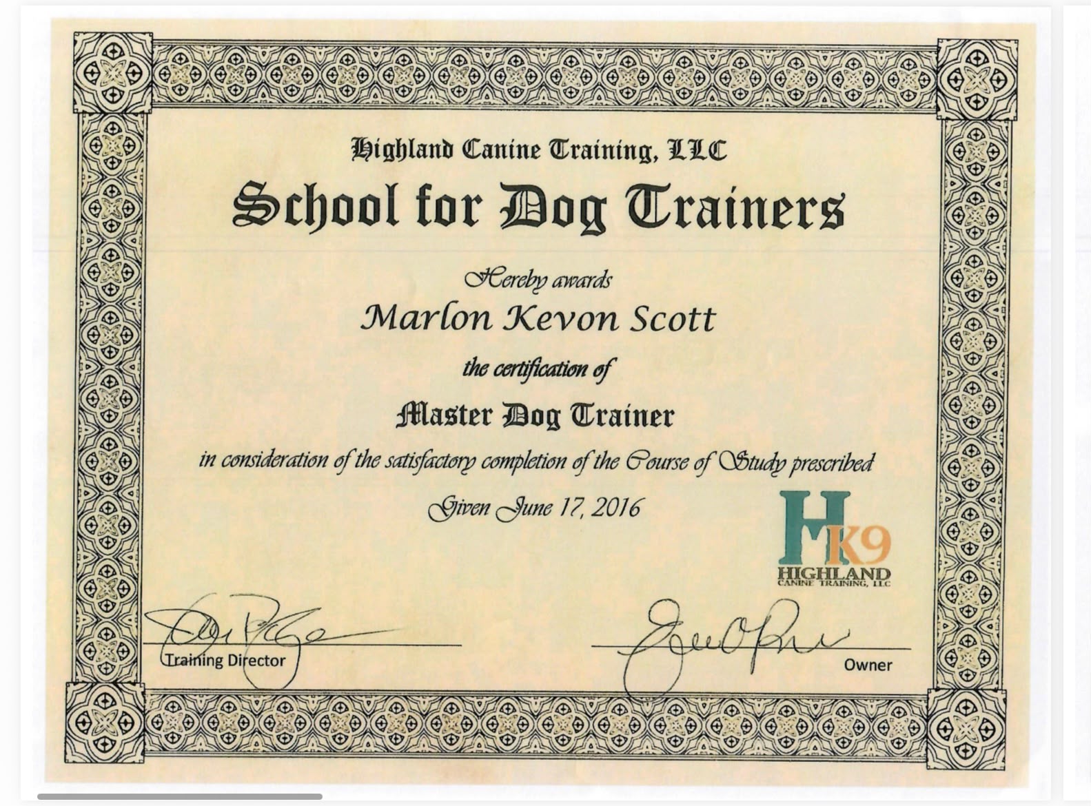 M&M Doggy Resort Certificate 6